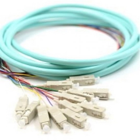 Multicore Pigtail 12 cores LC {FB-PIG-T-MM-12-SC} Multi Mode OM4 657A2 LSZH 2m in Aqua Tube Multicore Pigtail 12 cores LC {FB-PIG-T-MM-12-SC} Multi Mode OM4 657A2 LSZH 2m in Aqua Tube