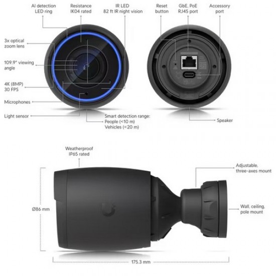 Ubiquiti {UVC-AI-Pro} - UVC AI Professional camera, 8MP, White