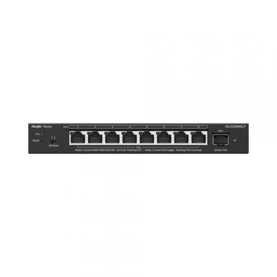 Reyee {RG-ES209MG-P}, 8-Port 2.5G Cloud Managed PoE Switch, 1 x 10G Uplink