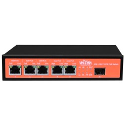 WI-TEK 5 Port Gigabit Unmanaged PoE Switch UPS No-Break (Ports 4-5 Autosense 24V/48V) + 1 SFP