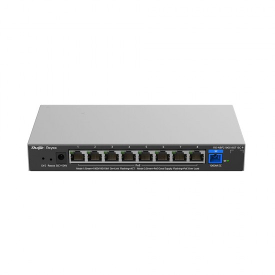 Reyee e-Lighten 8-Port 1G Layer 2 PoE+ Switch (8x 1G PoE+, 1x 1G SC Port, 120W)
