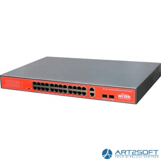 WI-TEK 24 Port PoE VOIP Switch 48V + 2 Gigabit Uplink + 2SFP