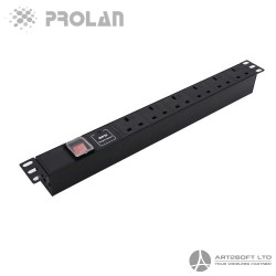 PROLAN PDU UK 6 Port with Switch + SPD (Cable length 1,8M)