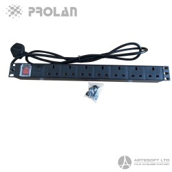 PROLAN PDU UK 7 Port with Switch + SPD (Cable length 1,8M)