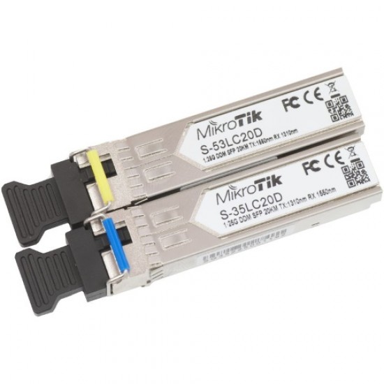 MikroTik SFP module S-3553LC20D, Singlemode, 1xLC, 20km, 1.25G (Pair)