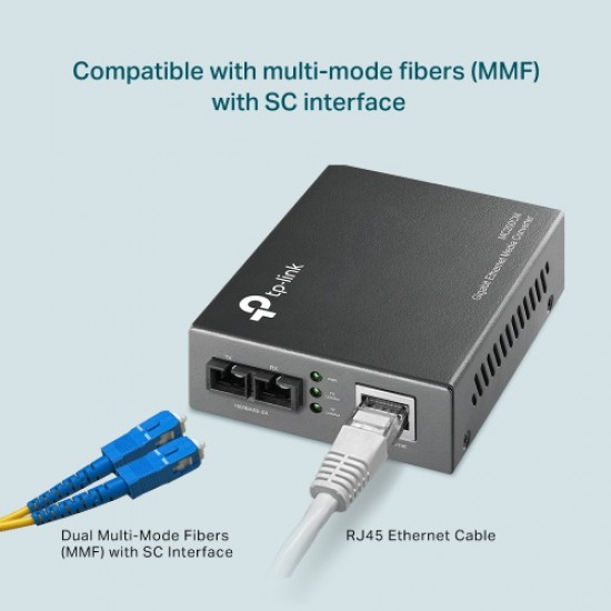 TP-Link MC200CM  Multimode Media Converter, Gigabit RJ45 to MultiMode SC/UPC, Full-Duplex, Up to 550m