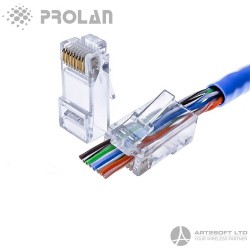 PROLAN CAT6A Pass Through Plugs, UTP (100 pcs)
