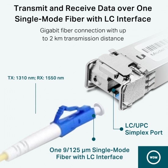 TP-Link TL-SM321B-2 Optical Module 1.25G SFP, WDM(BiDi), Singlemode, 2km, 1x LC