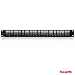 Keline Patch panel, Cat.6A/EA, 24x RJ45/s, black (keystones included)