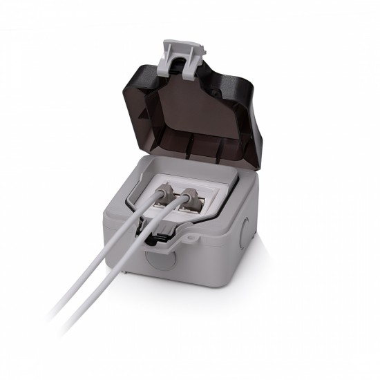 Keline IP66 Outlet, 2-port, wall-mounted, empty