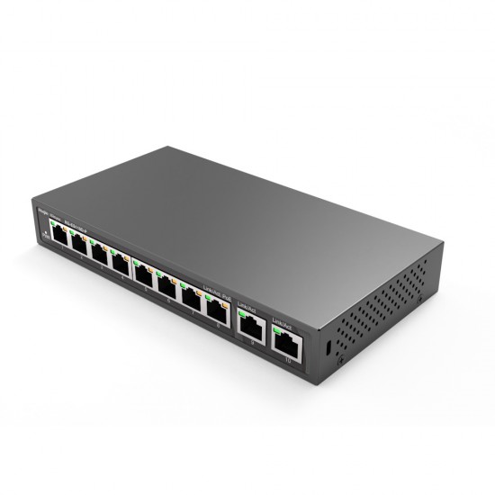 Reyee 8-Port PoE Desktop Unmanaged Metal Switch (8x 10/100Mbps, 2x GE, 110W) (RG-ES110D-P)