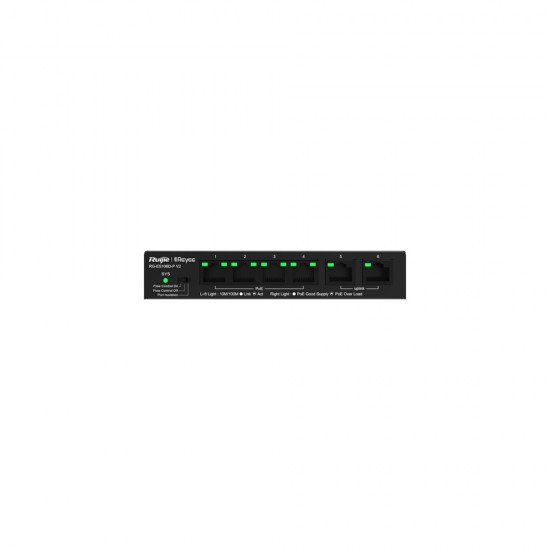 Reyee 6-Port PoE Desktop Unmanaged Metal Switch (6x 10/100Mbps, 54W) (RG-ES106D-P-V2)