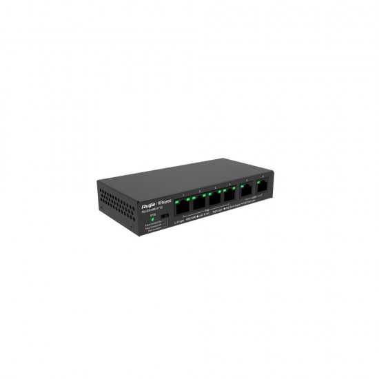 Reyee 6-Port PoE Desktop Unmanaged Metal Switch (6x 10/100Mbps, 54W) (RG-ES106D-P-V2)