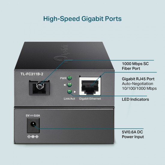 TP-Link TL-FC311B-2 Gigabit WDM Media Converter (1x RJ45, 1x SC)