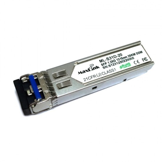 Optical Module 1.25G SFP, Singlemode, 1310nm, 20km, 2x LC connector, DDM