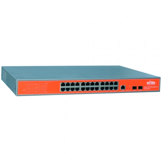 WI-TEK 24 Port Gigabit Managed PoE 48V Switch + 2 SFP