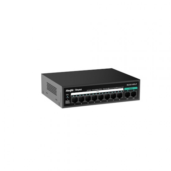 8-Port 10/100 Mbps with 2-Port Gigabit Unmanaged PoE Switch (RG-ES110FG-P)