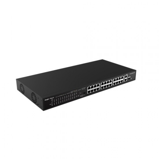 Reyee RG-ES126S-LP-V2 24-Port 10/100Mbps Rackmount PoE+ Switch with 2x Gigabit Uplink