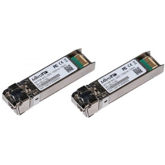 MikroTik SFP28 Single Mode optical modules XS+2733LC15D, SM, 15km, 1/10/25G, (Pair)