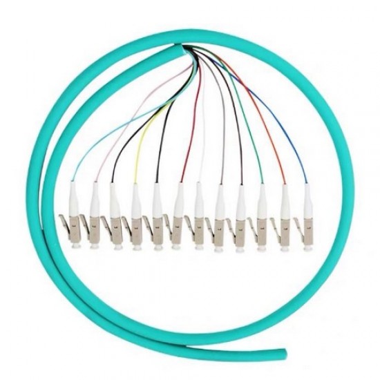 Multicore Pigtail 12 cores LC {FB-PIG-T-SM-12-LC}  Multi Mode OM4 657A2 LSZH 2m in Aqua Tube